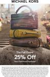 25% off at Michael Kors, ditto online #michaelkors