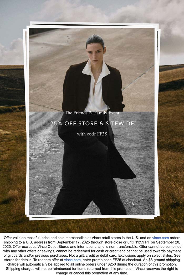 25% off everything at Vince via promo code FF25
