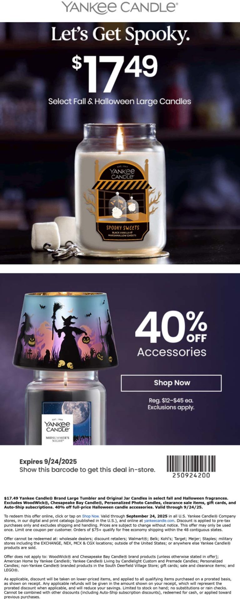 $17 large candles today at Yankee Candle, ditto online