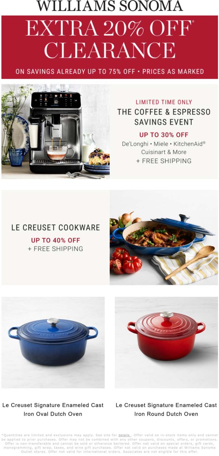 Extra 20% off clearance at Williams Sonoma