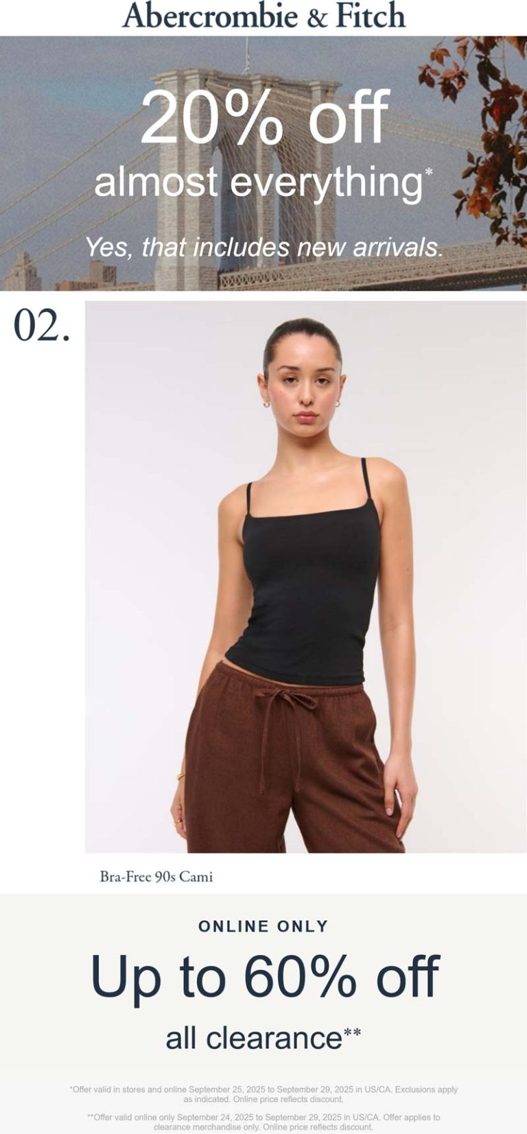 Abercrombie & Fitch coupon: 20% off at Abercrombie & Fitch, ditto online
