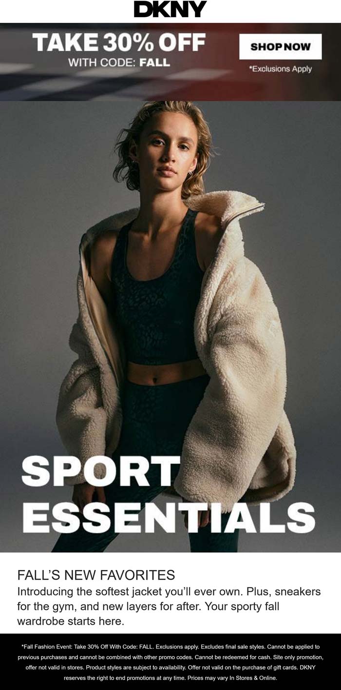 30% off at DKNY via promo code FALL