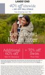 40-50% off everything at Lands End via promo code BAGEL and pin 1234 #landsend