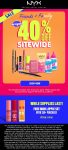 40% off everything + free mini lippie set on $50+ at NYX Professional Makeup #nyxprofessionalmakeup