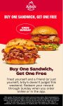 Second sandwich free via mobile at Arbys #arbys