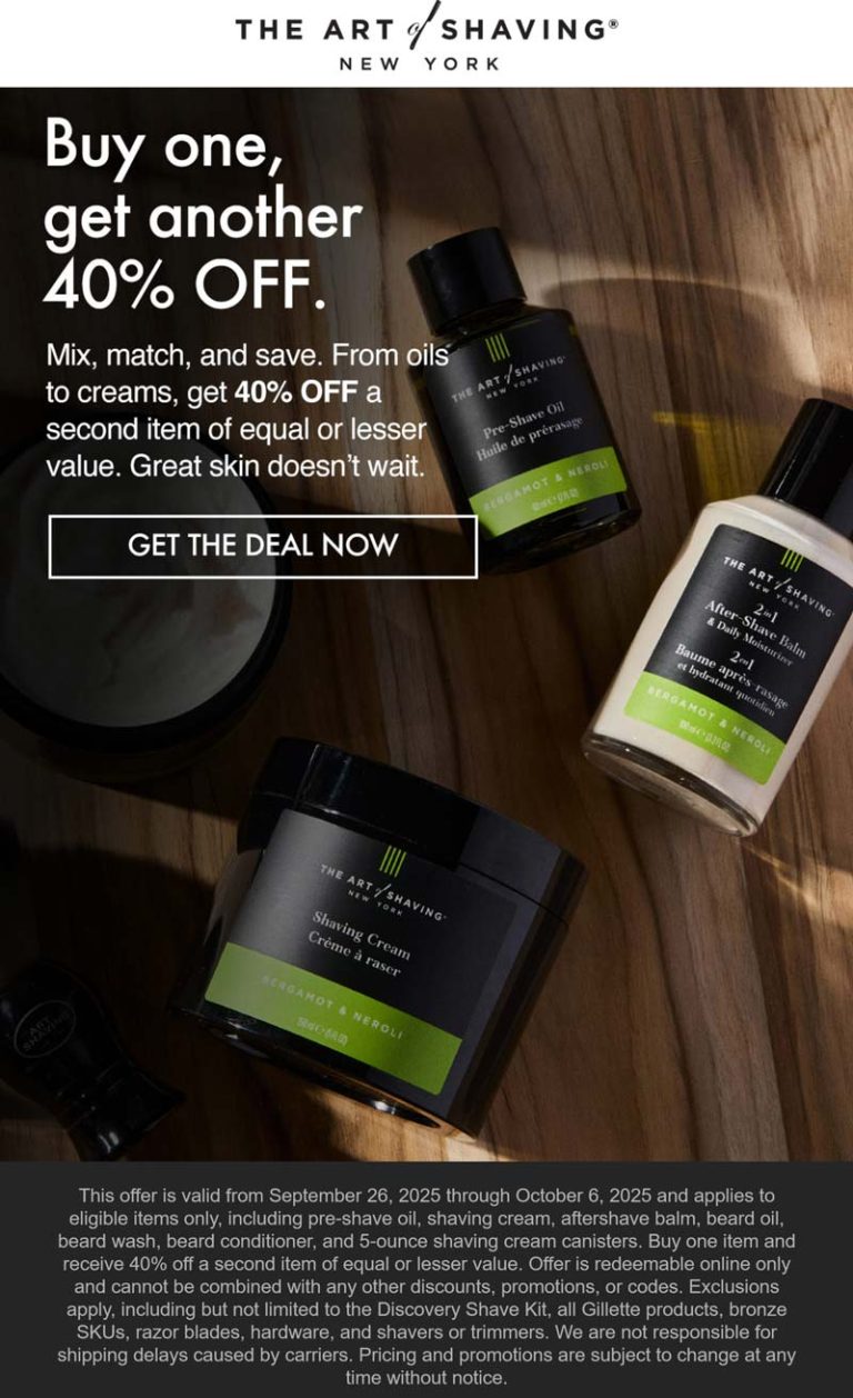 Second item 40% off at The Art of Shaving