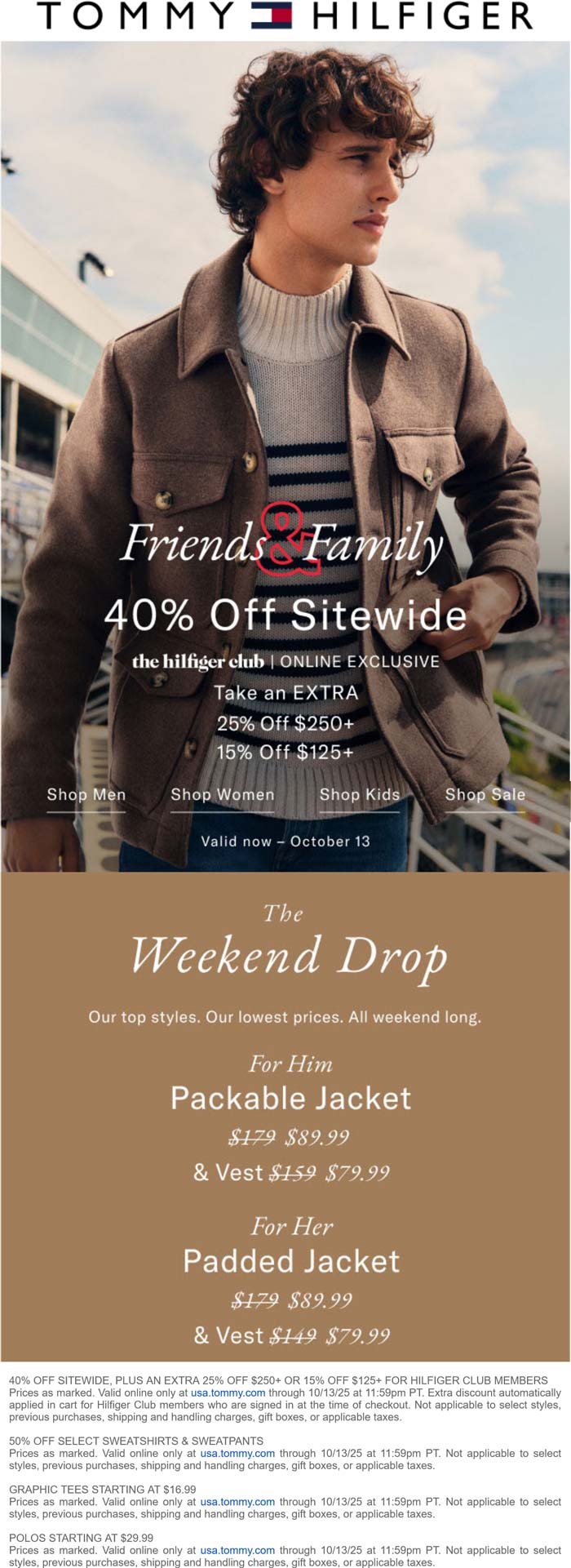 40% off everything & extra 15-25% off $125+ online at Tommy Hilfiger