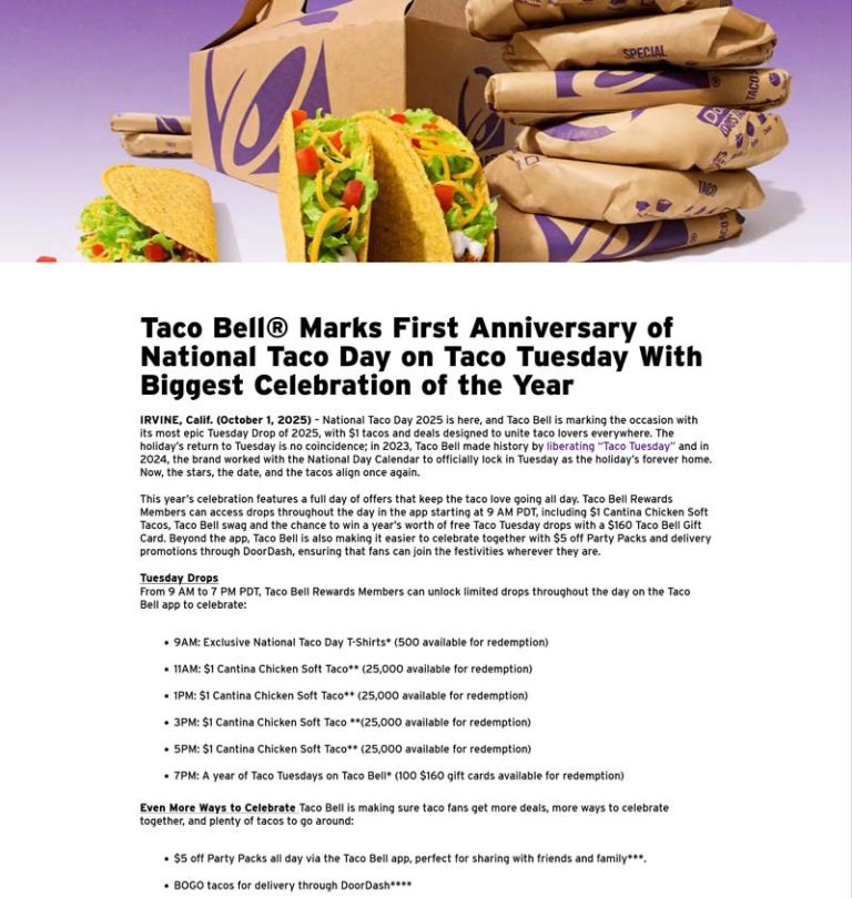 $1 tacos & more Tuesday at Taco Bell