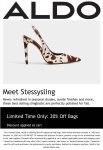 20% off bags at ALDO, ditto online #aldo