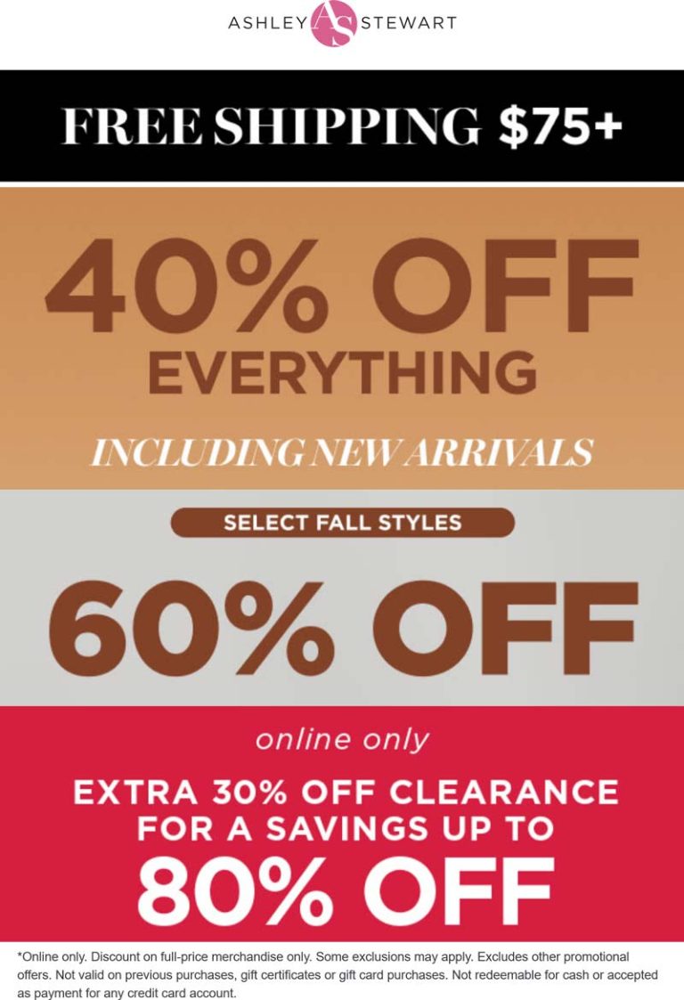 40% off everything & more today at Ashley Stewart