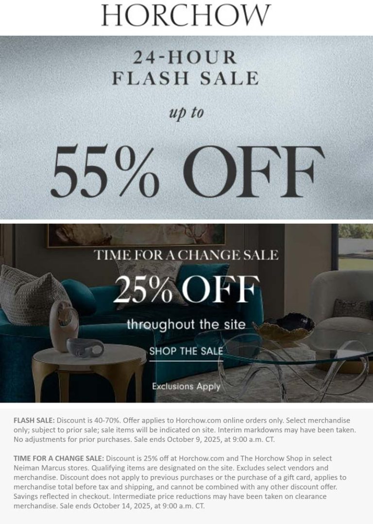 40-70% off furniture online today at Horchow