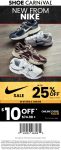 $10 off $75+ & 25% off Nike at Shoe Carnival, or online via promo code FALL10 #shoecarnival