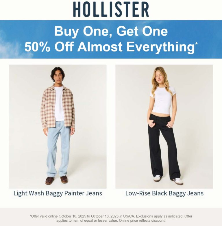 Second item 50% off online at Hollister