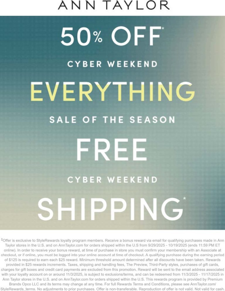 50% off everything at Ann Taylor
