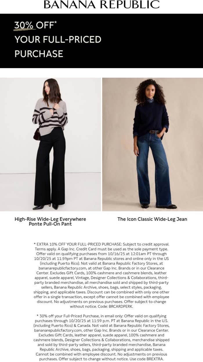 30% off at Banana Republic, or online via promo code BREXTRA