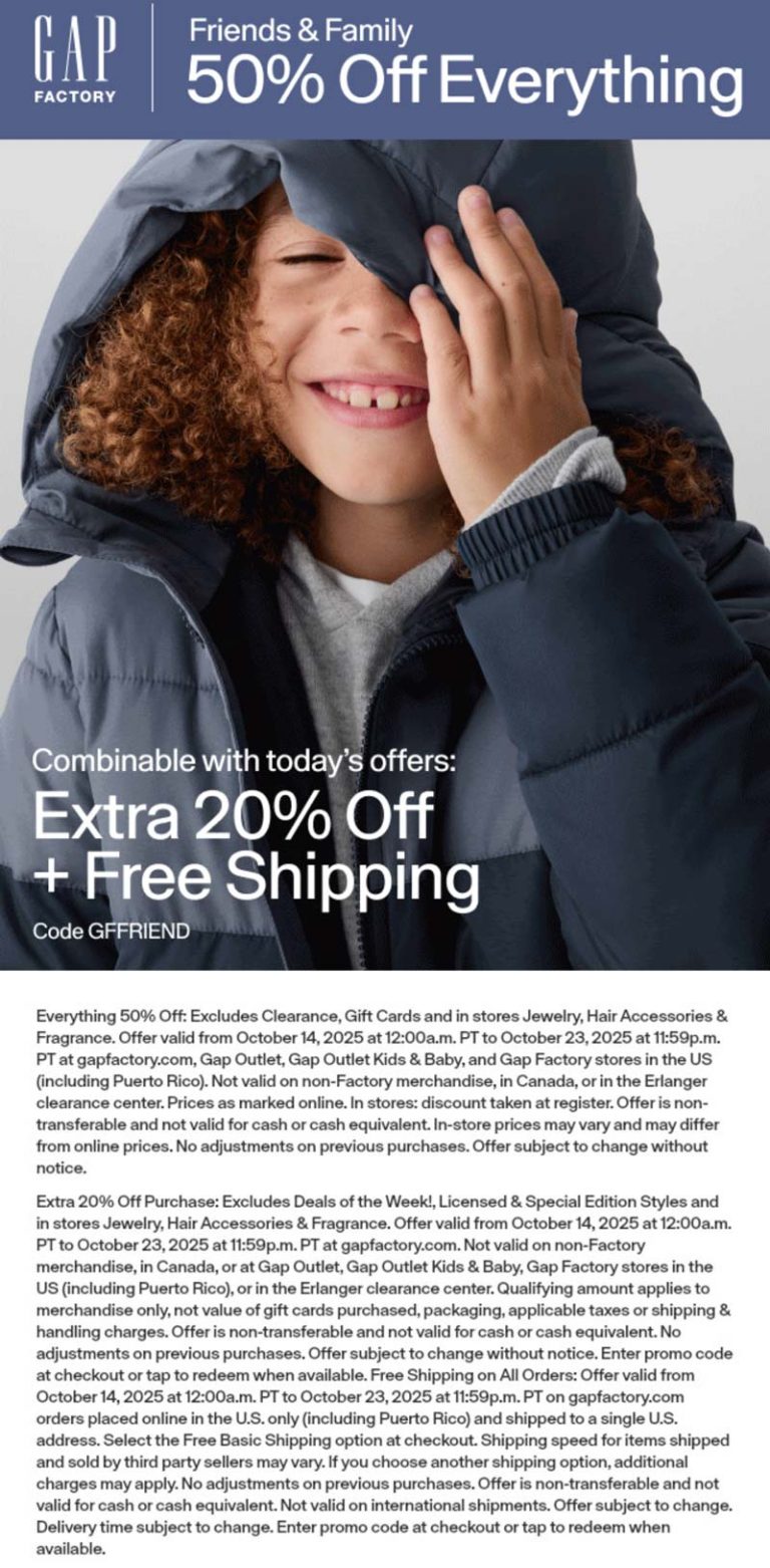 50% off everything & more at Gap Factory