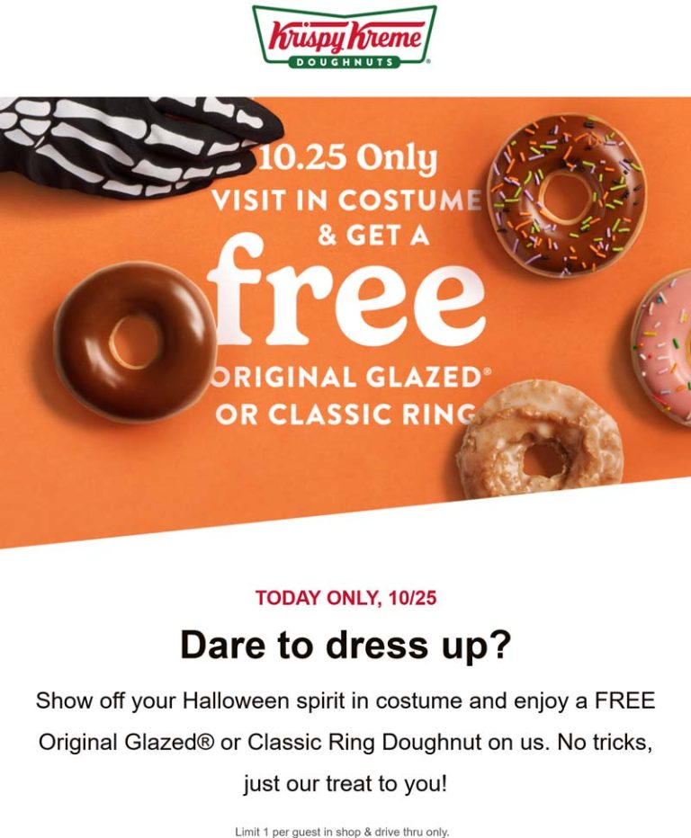 Free donut in costume today at Krispy Kreme