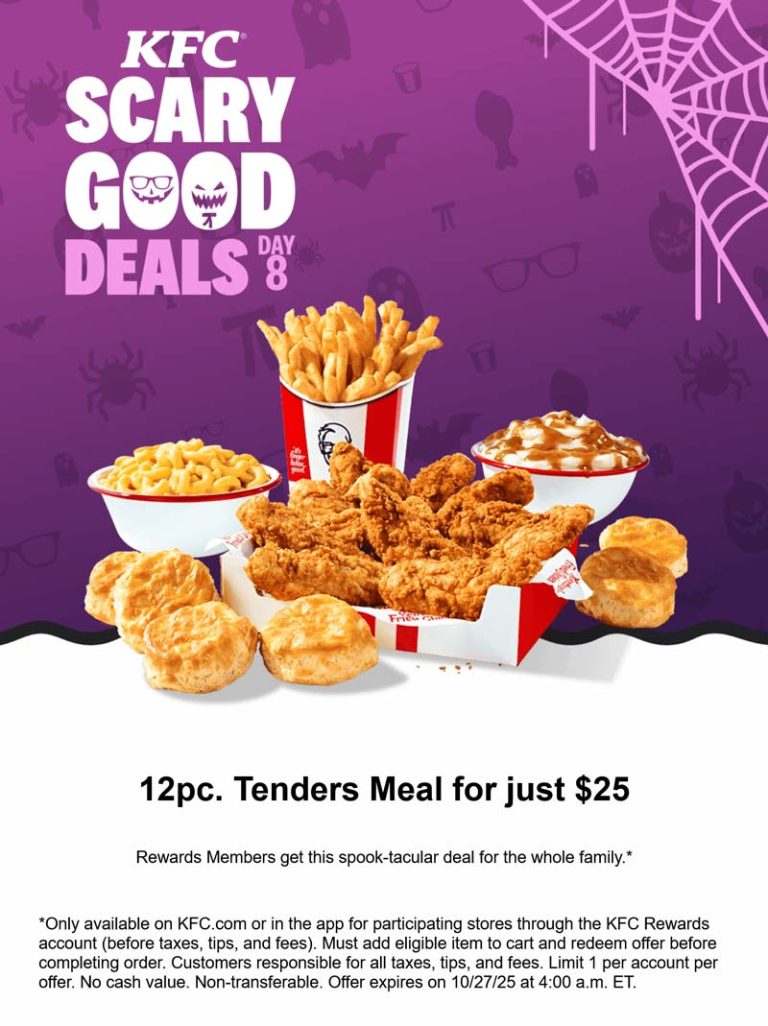 12pc chicken tenders meal = $25 today at KFC