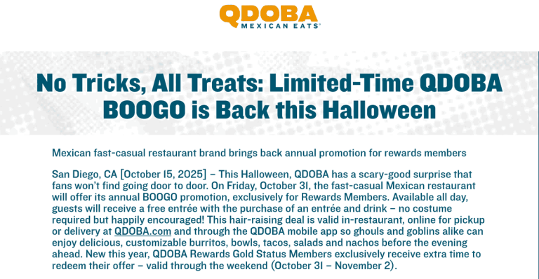 Second entree free today at Qdoba