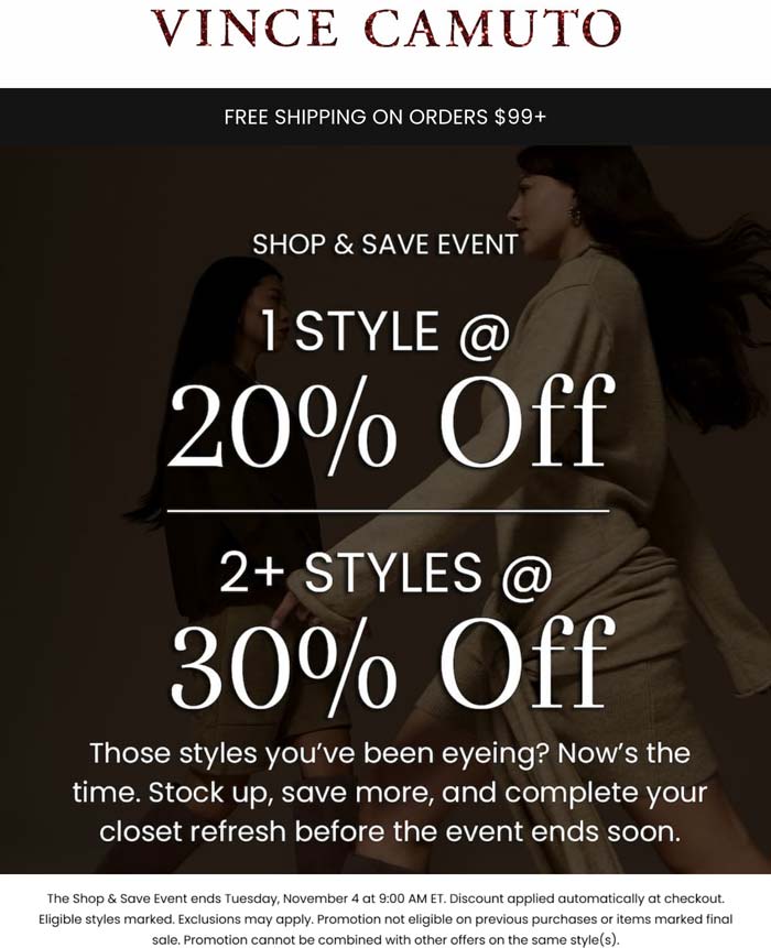 20-30% off at Vince Camuto