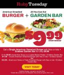 Cheeseburger + fries + bottomless garden bar = $10 today at Ruby Tuesday #rubytuesday Cheeseburger + fries + bottomless garden bar = $10 today at Ruby Tuesday #rubytuesday