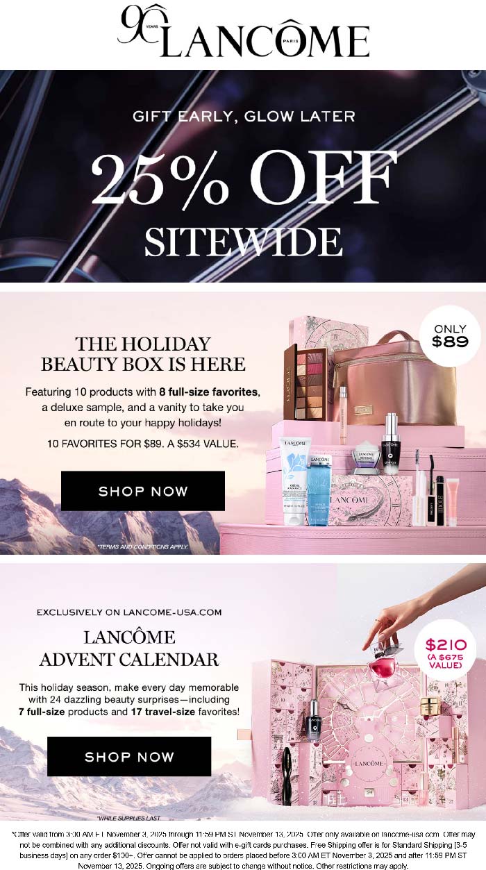 25% off everything & more online at Lancome cosmetics