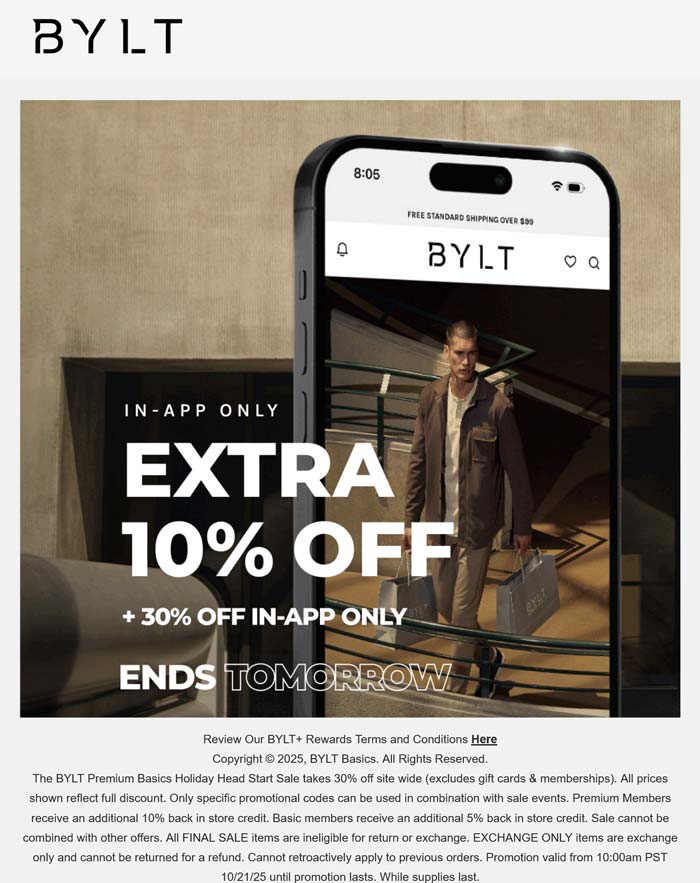40% off via mobile at BYLT