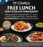 Free lunch for veterans today at P.F. Changs #pfchangs Free lunch for veterans today at P.F. Changs #pfchangs