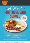 Free breakfast meal for veterans & active at Village Inn, or online via promo code VETERANS25 #villageinn