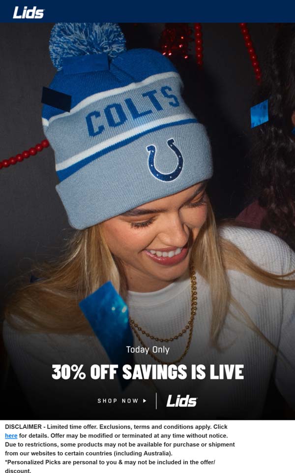 30% off today at Lids