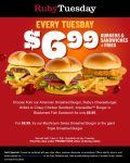 $7 cheeseburgers & sandwiches + fries today at Ruby Tuesday #rubytuesday