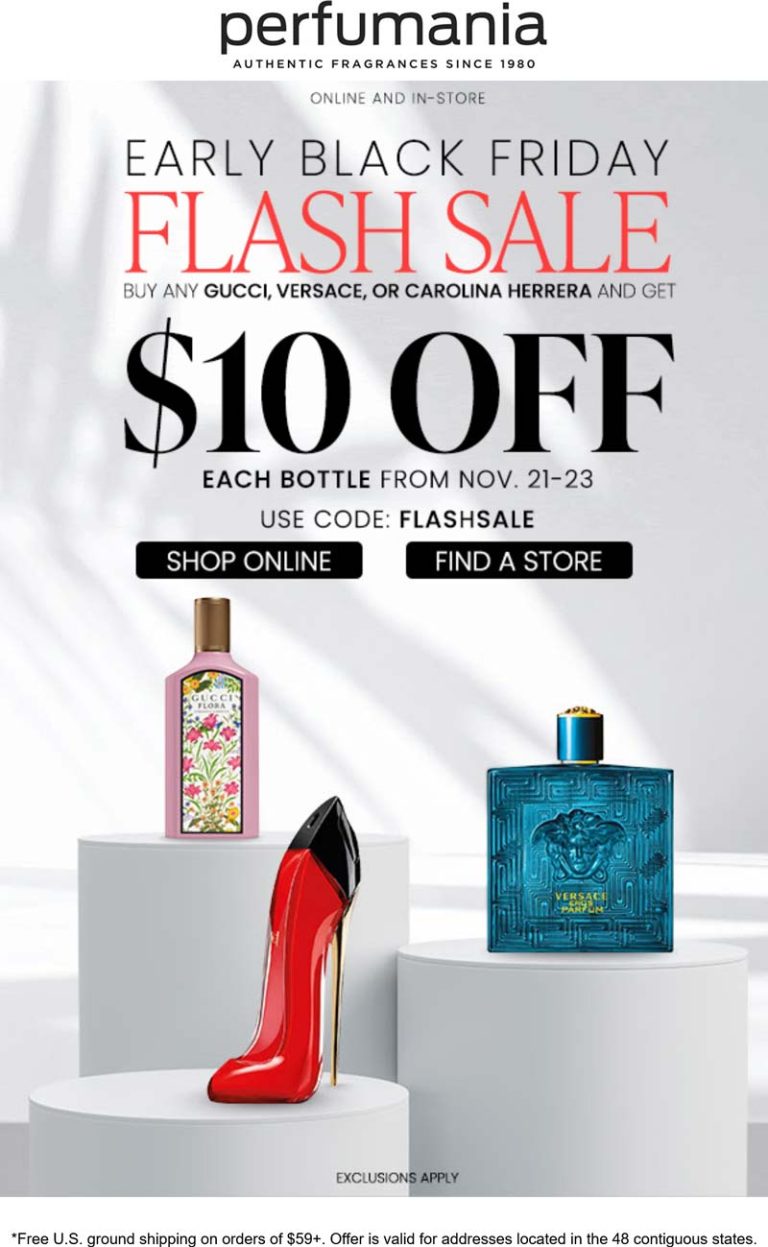 $10 off various designer fragrances at Perfumania via promo code FLASHSALE