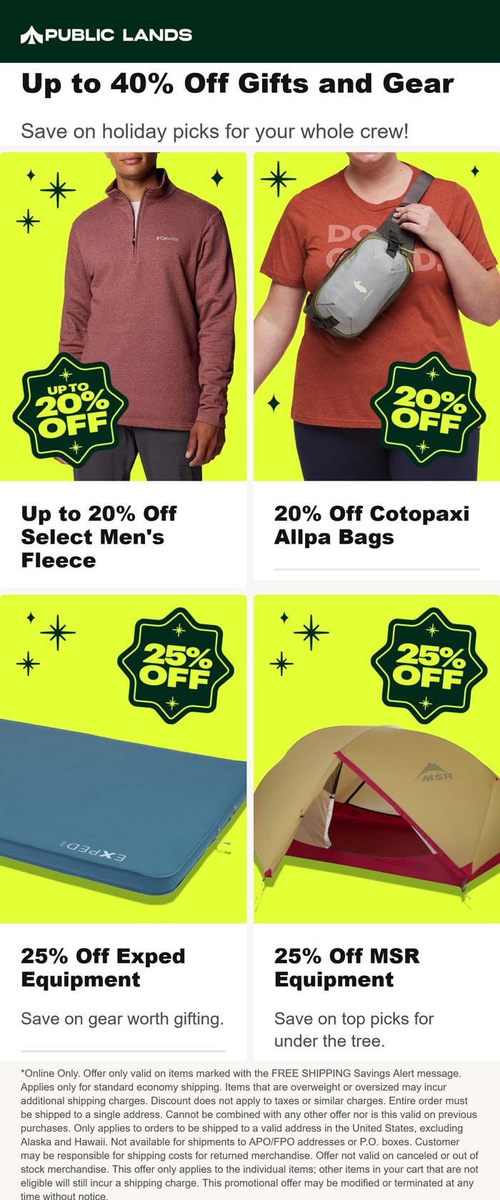 20-40% off online at Public Lands