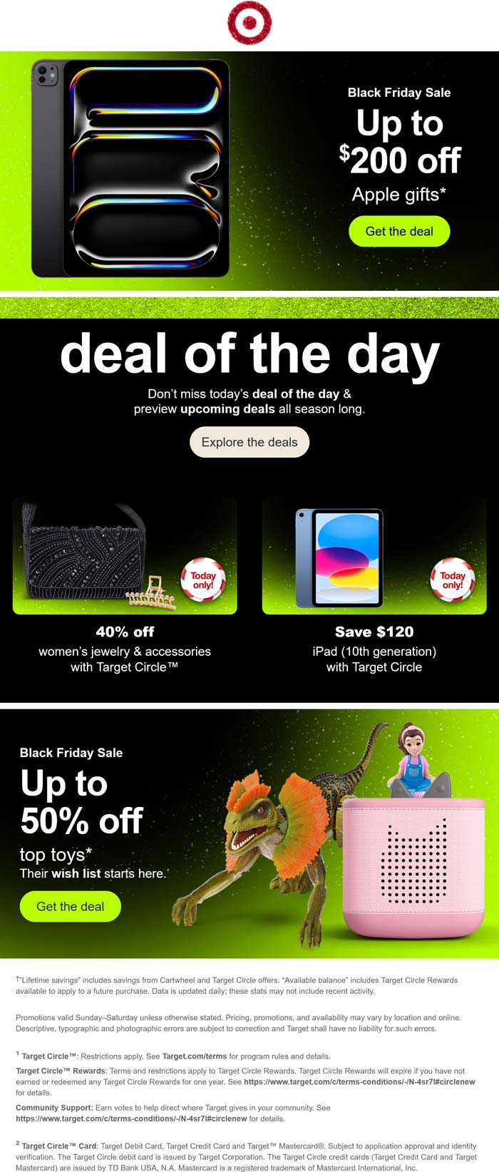 Various black friday deals at Target