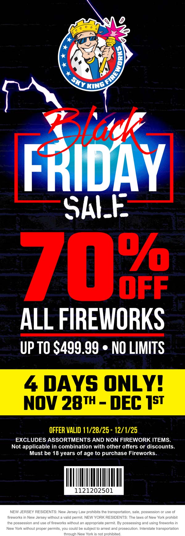 70% off all fireworks at Sky King