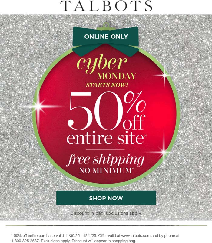 50% off everything + free shipping at Talbots