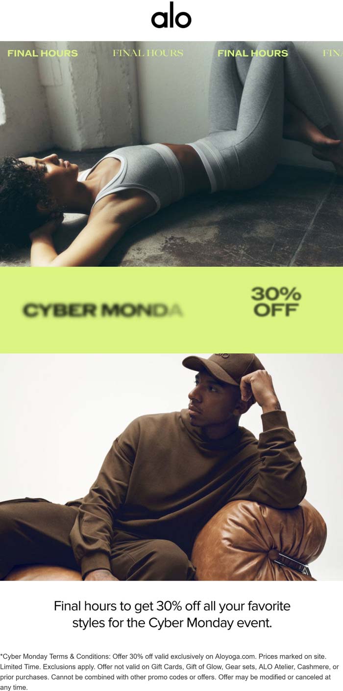30% off today at Alo yoga