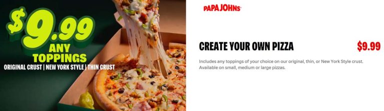 Large pizza any toppings = $10 at Papa Johns