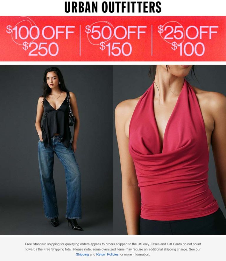 $25-$100 off $100+ at Urban Outfitters