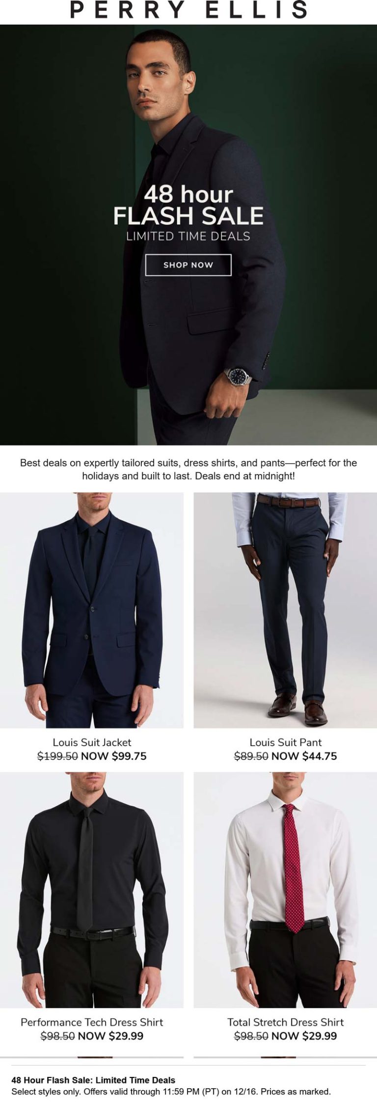 50% off suits today at Perry Ellis