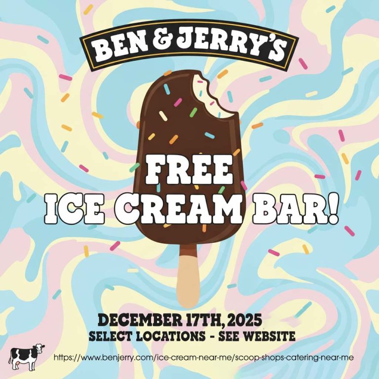 Ben & Jerrys coupon: Free ice cream bar today at Ben & Jerrys