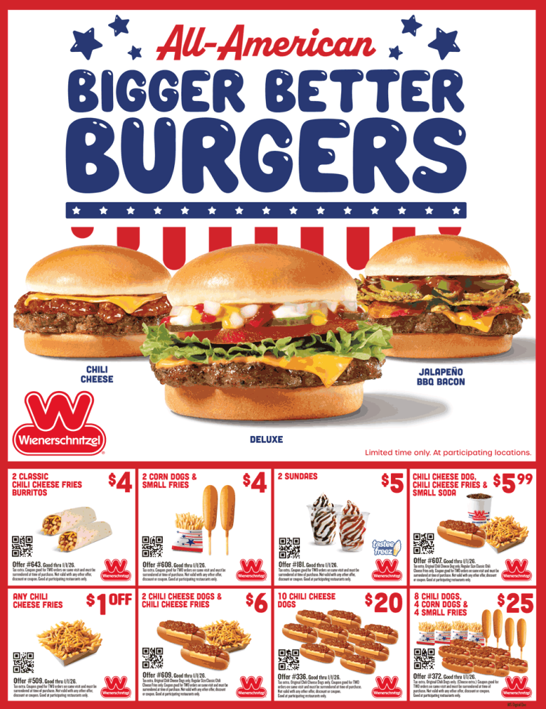 Various deals at Wienerschnitzel restaurants
