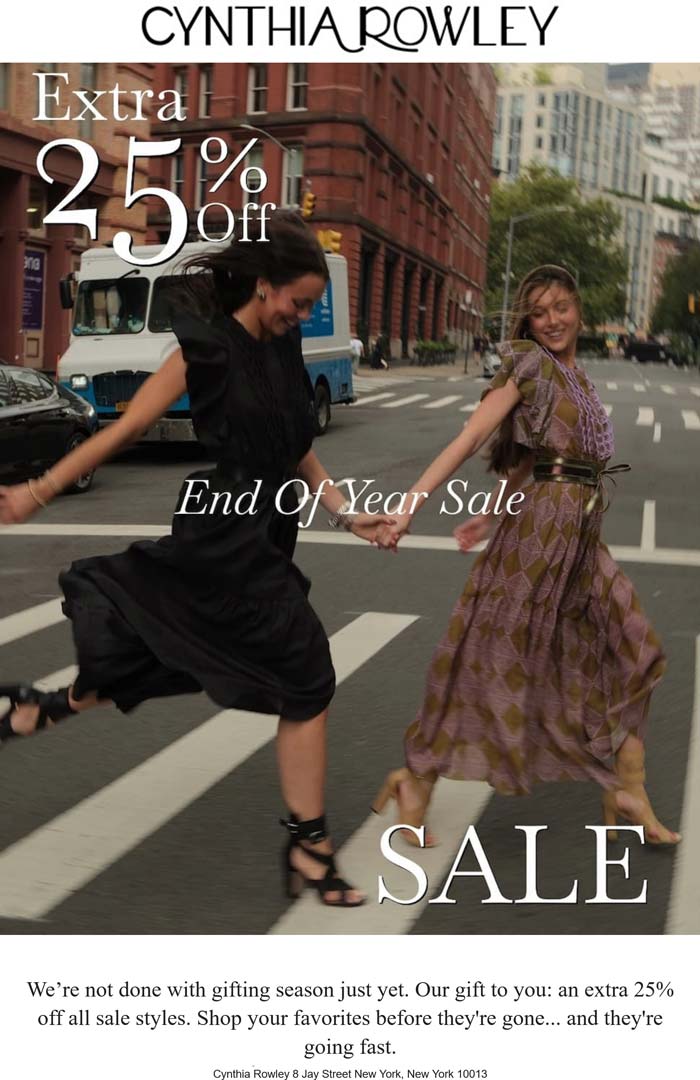Extra 25% off at Cynthia Rowley