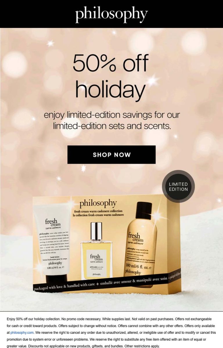 50% off holiday sets at Philosophy