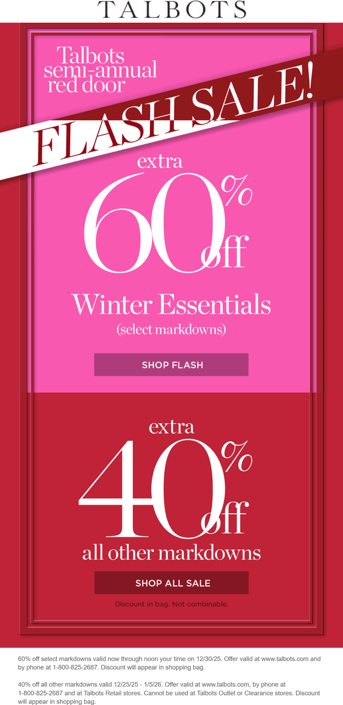 Extra 40-60% off sale items at Talbots