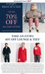 Extra 30-40% off sale items at Vineyard Vines, or online via promo code WHALE70 #vineyardvines
