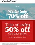 Extra 50% off clearance today at Eddie Bauer #eddiebauer