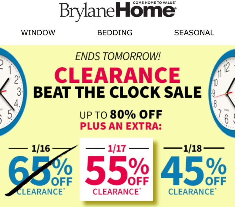 Extra 45-55% off clearance at BrylaneHome