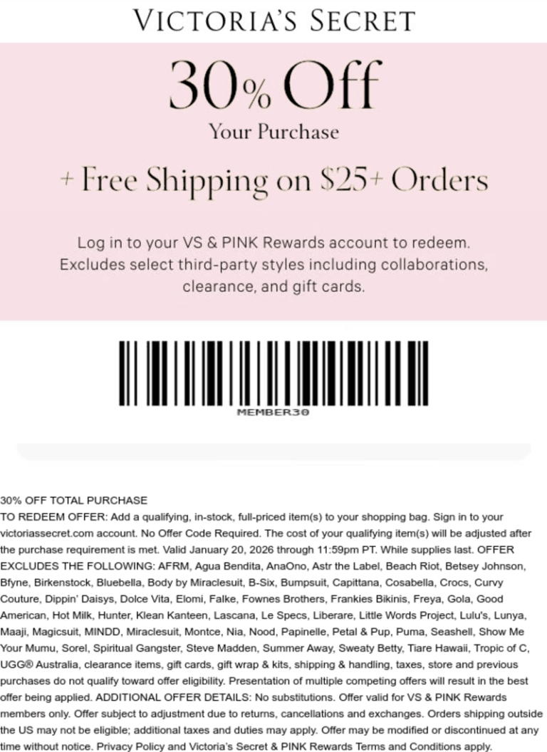 30% off today at Victorias Secret