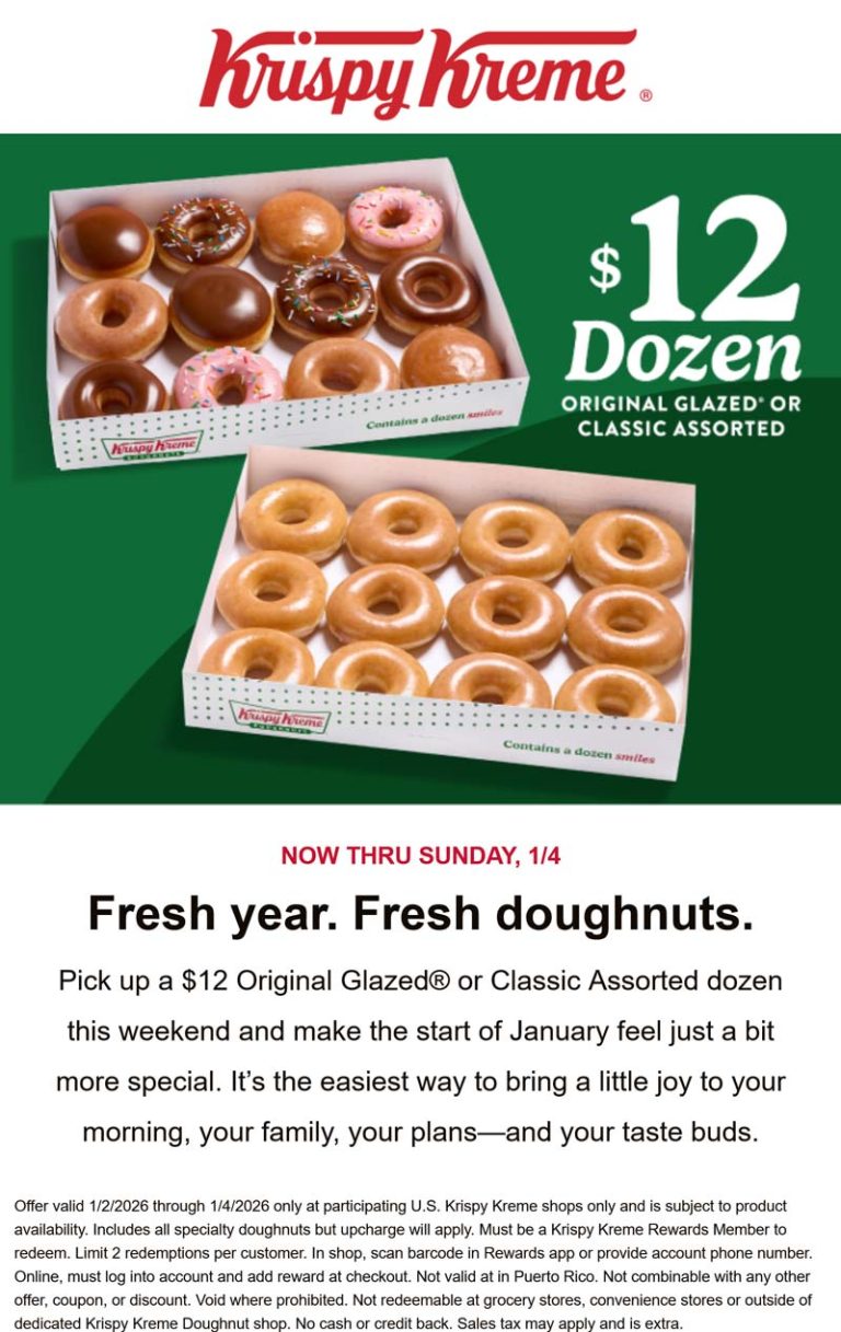 $12 dozen doughnuts at Krispy Kreme